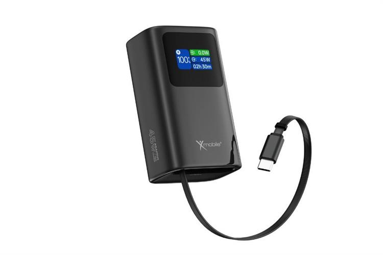 Pin sạc dự phòng 10000mAh Type C PD QC 3.0 45W Xmobile JP368 kèm Cáp Dây Rút Type C