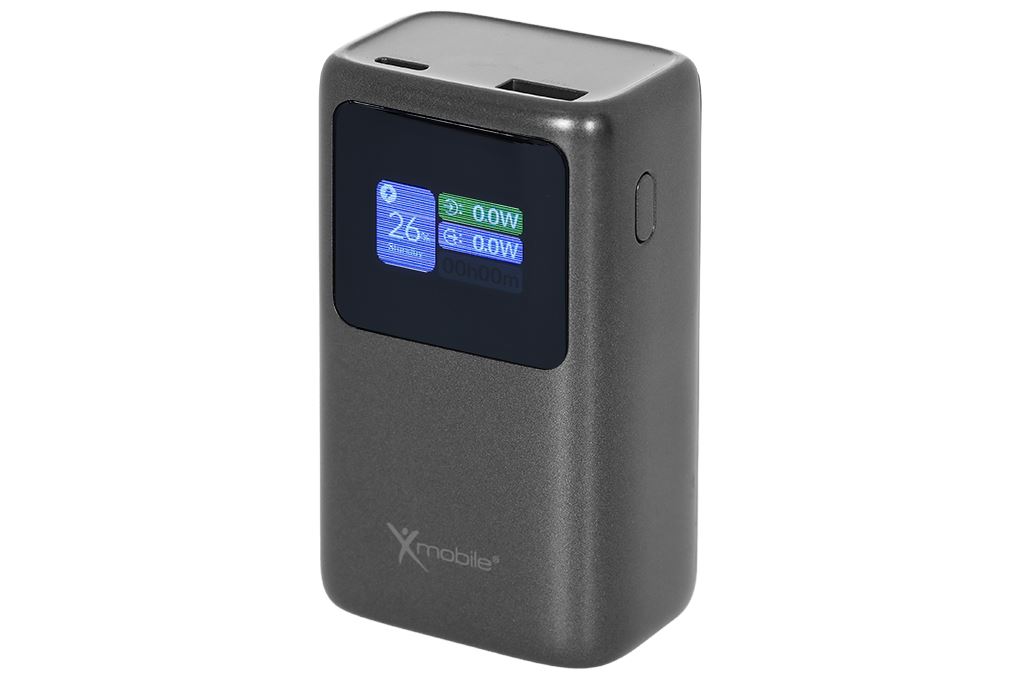 Pin sạc dự phòng 10000mAh Type C PD QC 3.0 45W Xmobile JP368 kèm Cáp Dây Rút Type C Màu Xám