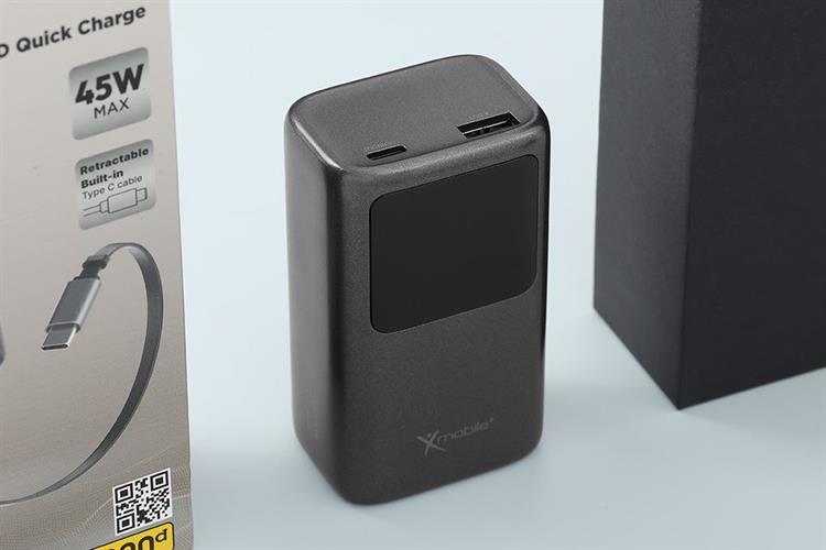 Pin sạc dự phòng 10000mAh Type C PD QC 3.0 45W Xmobile JP368 kèm Cáp Dây Rút Type C Màu Xám