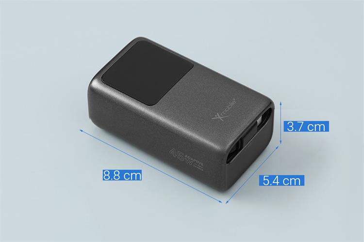 Pin sạc dự phòng 10000mAh Type C PD QC 3.0 45W Xmobile JP368 kèm Cáp Dây Rút Type C Màu Xám
