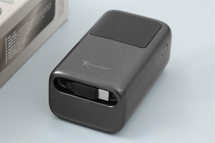 Pin sạc dự phòng 10000mAh Type C PD QC 3.0 45W Xmobile JP368 kèm Cáp Dây Rút Type C Màu Xám