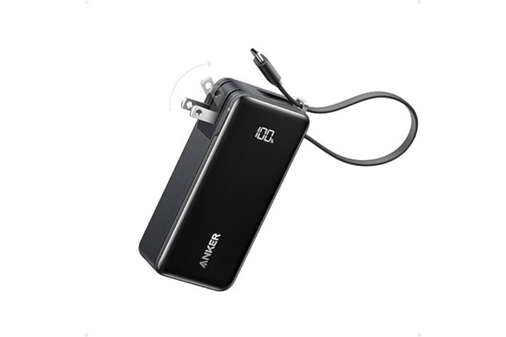 Pin sạc dự phòng Polymer 10000mAh kiêm Adapter Sạc Type C PD 30W Anker A1637 kèm Cáp Type C Màu Đen