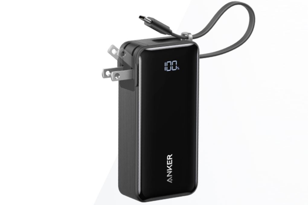 Pin sạc dự phòng Polymer 10000mAh kiêm Adapter Sạc Type C PD 30W Anker A1637 kèm Cáp Type C Màu Đen