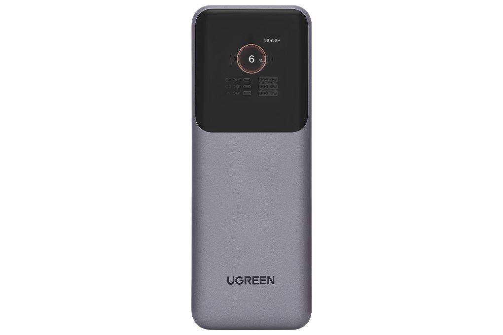 Pin sạc dự phòng 20000mAh Type C PD QC 3.0 165W Ugreen PB726 kèm Cáp dây rút Type C Màu Xám