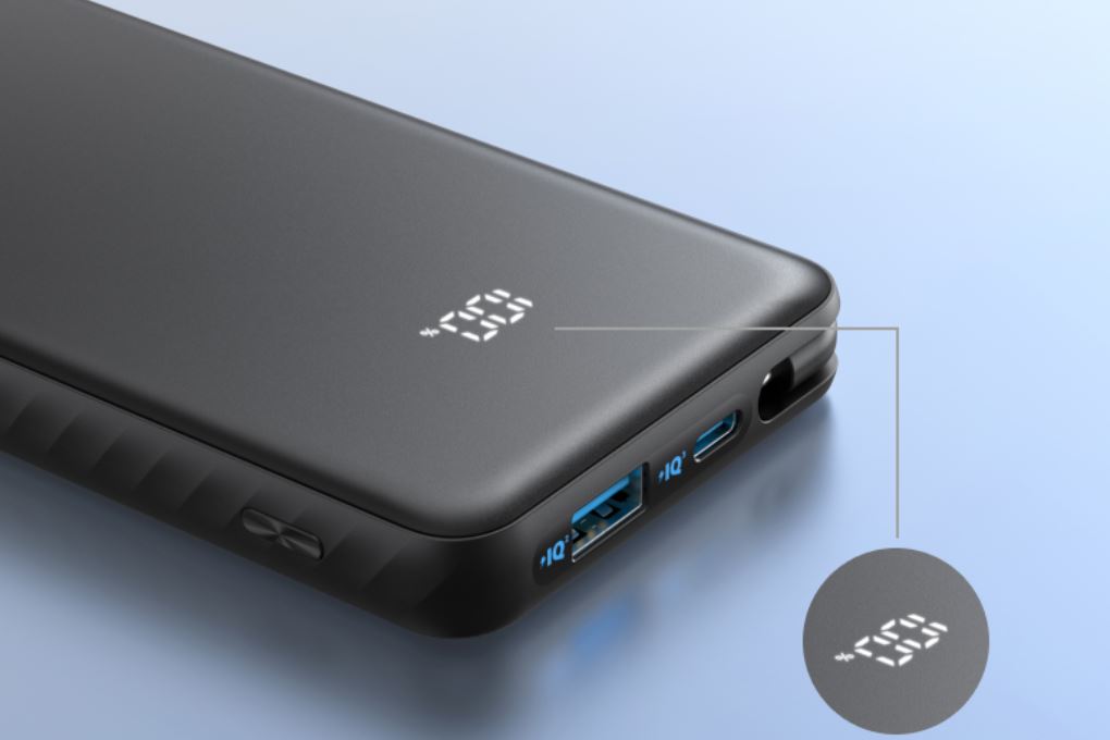 Pin sạc dự phòng 10000mAh Type C PD QC 3.0 22.5W Anker Zolo A110D kèm Cáp Type C Màu Đen