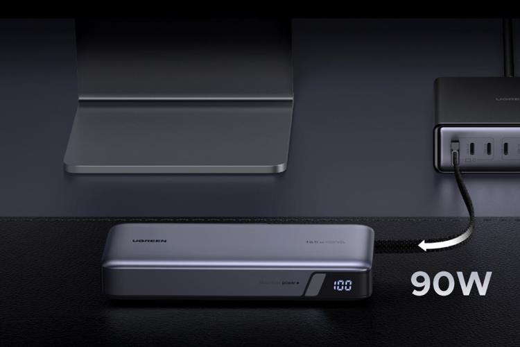 Pin sạc dự phòng 25000mAh Type C PD QC 3.0 165W Ugreen PB552 kèm Cáp Type C Màu Xám