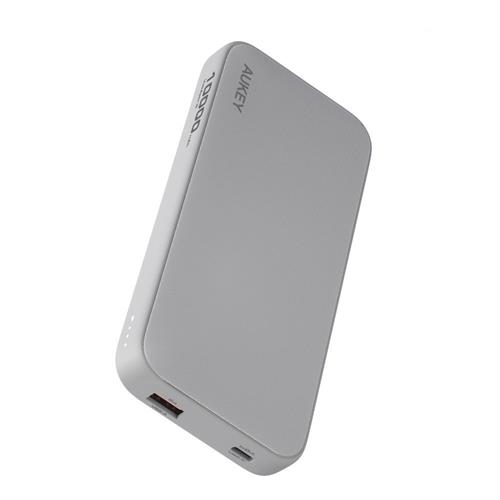 Pin sạc dự phòng Polymer 10000mAh Type C PD QC 3.0 15W Aukey PB-Y46 - Xám Bạc Màu Bạc