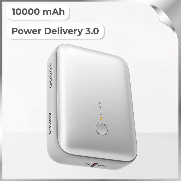 Pin sạc dự phòng Polymer 10000mAh Type C PD QC 3.0 20W Aukey PB-Y55 - Bạc
