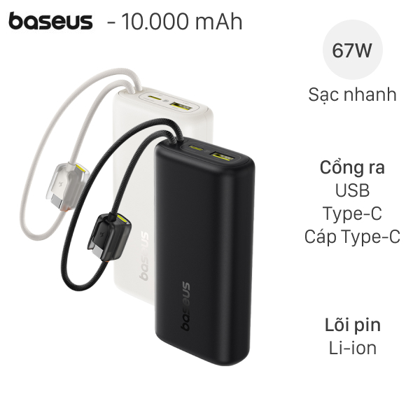 Baseus EnerFill FC41 67W E0028P kèm Cáp Type C