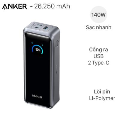 Pin sạc dự phòng Polymer 26250mAh PD QC 3.0 300W Anker Prime A110A