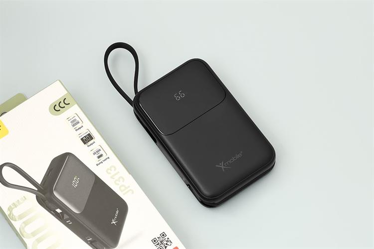 Pin sạc dự phòng Polymer 20000mAh Type C PD QC 3.0 30W Xmobile JP313 kèm Cáp Lightning và Type C Màu Đen