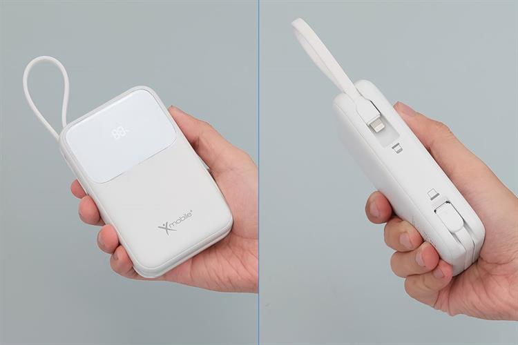 Pin sạc dự phòng Polymer 20000mAh Type C PD QC 3.0 30W Xmobile JP313 kèm Cáp Lightning và Type C Màu Trắng