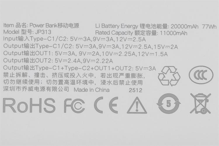 Pin sạc dự phòng Polymer 20000mAh Type C PD QC 3.0 30W Xmobile JP313 kèm Cáp Lightning và Type C Màu Trắng