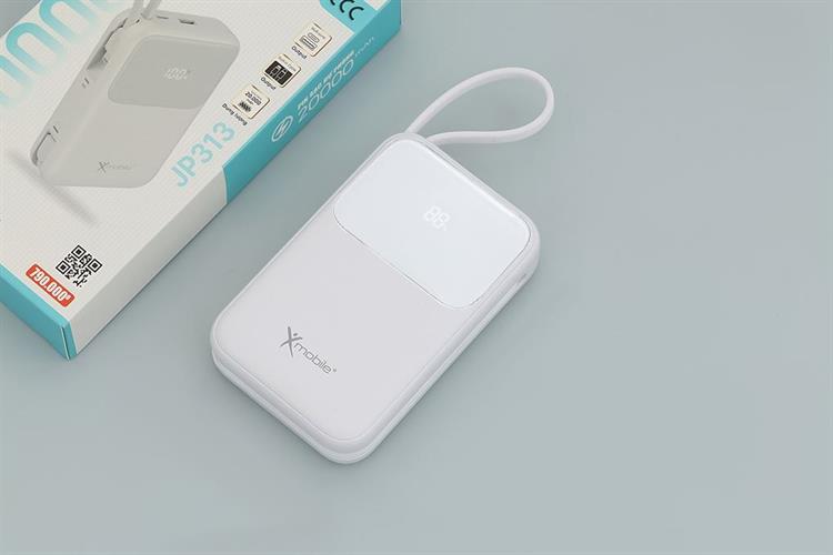 Pin sạc dự phòng Polymer 20000mAh Type C PD QC 3.0 30W Xmobile JP313 kèm Cáp Lightning và Type C Màu Trắng