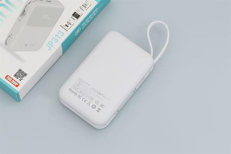 Pin sạc dự phòng Polymer 20000mAh Type C PD QC 3.0 30W Xmobile JP313 kèm Cáp Lightning và Type C Màu Trắng