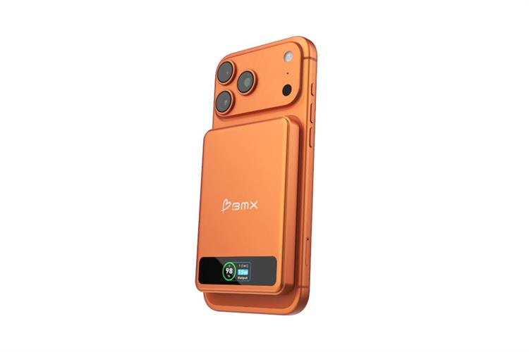 Pin sạc dự phòng Solid-state 5000mAh Không dây Magnetic Qi2 Type C PD 20W BMX B939 kèm Cáp Type C Màu Cam đất