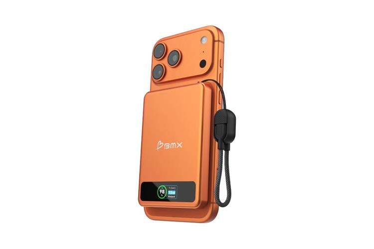 Pin sạc dự phòng Solid-state 5000mAh Không dây Magnetic Qi2 Type C PD 20W BMX B939 kèm Cáp Type C Màu Cam đất
