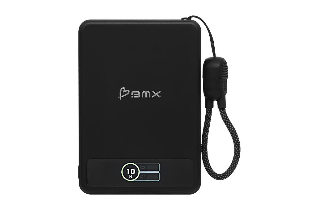 Pin sạc dự phòng Solid-state 5000mAh Không dây Magnetic Qi2 Type C PD 20W BMX B939 kèm Cáp Type C Màu Đen
