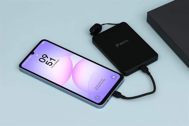 Pin sạc dự phòng Solid-state 5000mAh Không dây Magnetic Qi2 Type C PD 20W BMX B939 kèm Cáp Type C Màu Đen