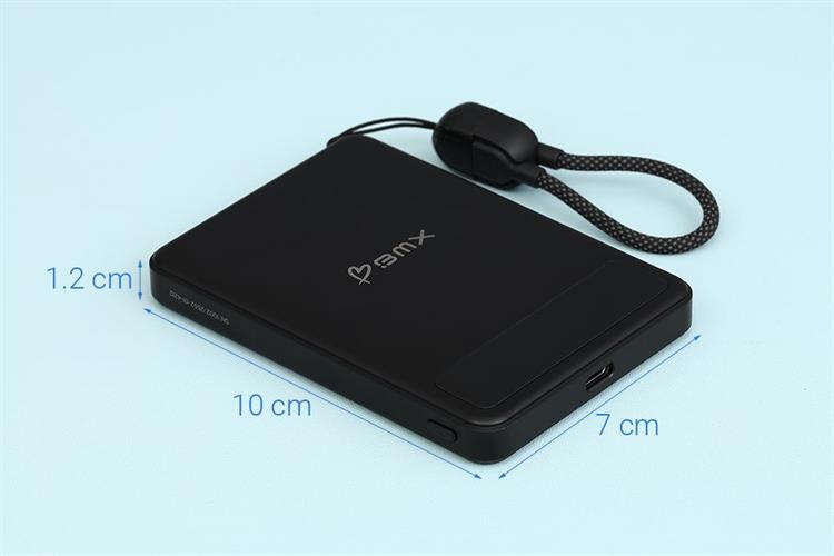 Pin sạc dự phòng Solid-state 5000mAh Không dây Magnetic Qi2 Type C PD 20W BMX B939 kèm Cáp Type C Màu Đen