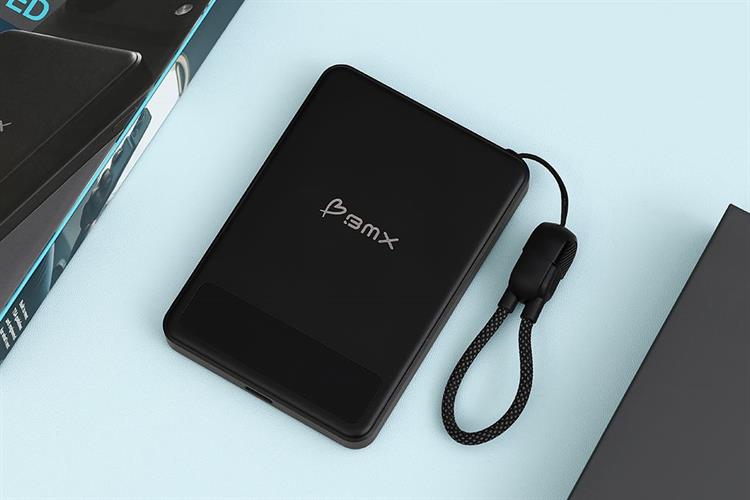 Pin sạc dự phòng Solid-state 5000mAh Không dây Magnetic Qi2 Type C PD 20W BMX B939 kèm Cáp Type C Màu Đen