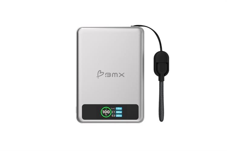 Pin sạc dự phòng Solid-state 10000mAh Không dây Magnetic Qi2 Type C PD 30W BMX B939 kèm Cáp Type C Màu Bạc