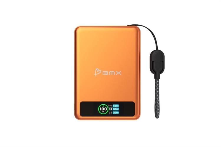 Pin sạc dự phòng Solid-state 10000mAh Không dây Magnetic Qi2 Type C PD 30W BMX B939 kèm Cáp Type C Màu Cam đất