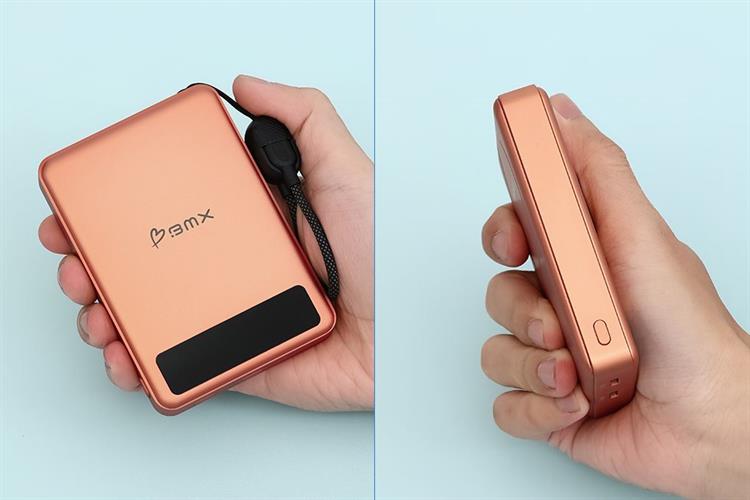 Pin sạc dự phòng Solid-state 10000mAh Không dây Magnetic Qi2 Type C PD 30W BMX B939 kèm Cáp Type C Màu Cam đất