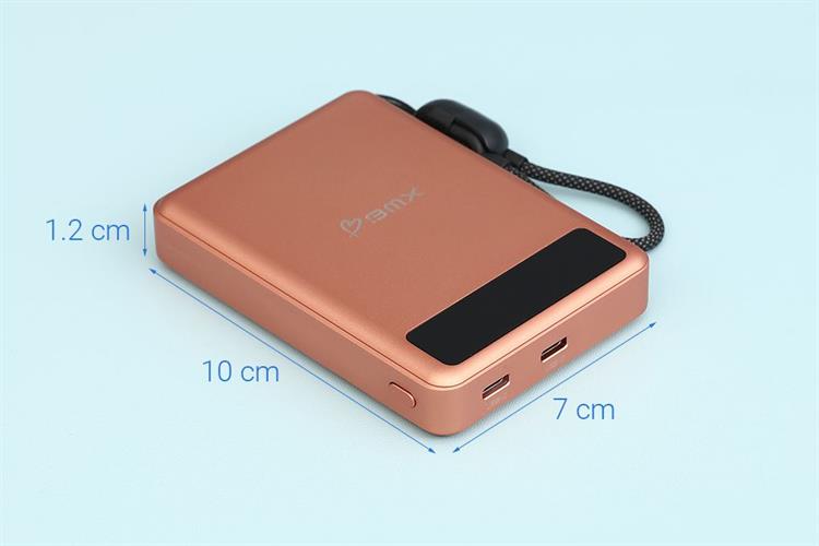 Pin sạc dự phòng Solid-state 10000mAh Không dây Magnetic Qi2 Type C PD 30W BMX B939 kèm Cáp Type C Màu Cam đất