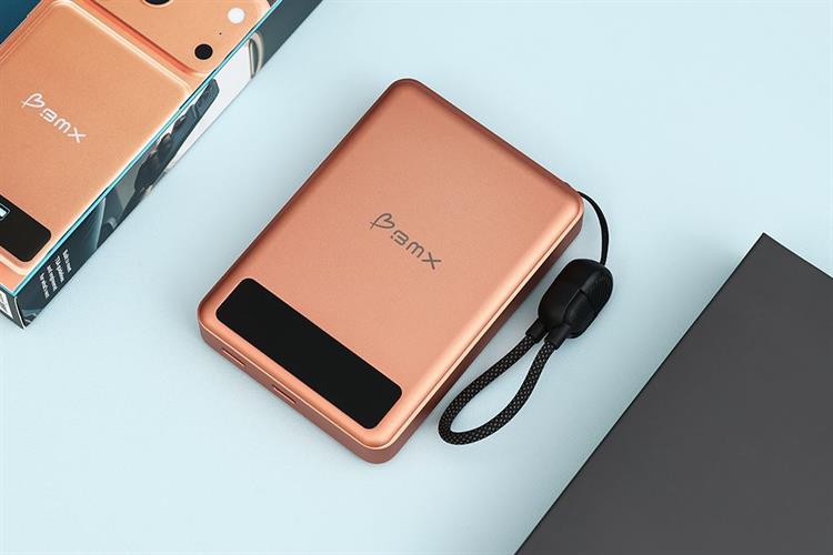 Pin sạc dự phòng Solid-state 10000mAh Không dây Magnetic Qi2 Type C PD 30W BMX B939 kèm Cáp Type C Màu Cam đất