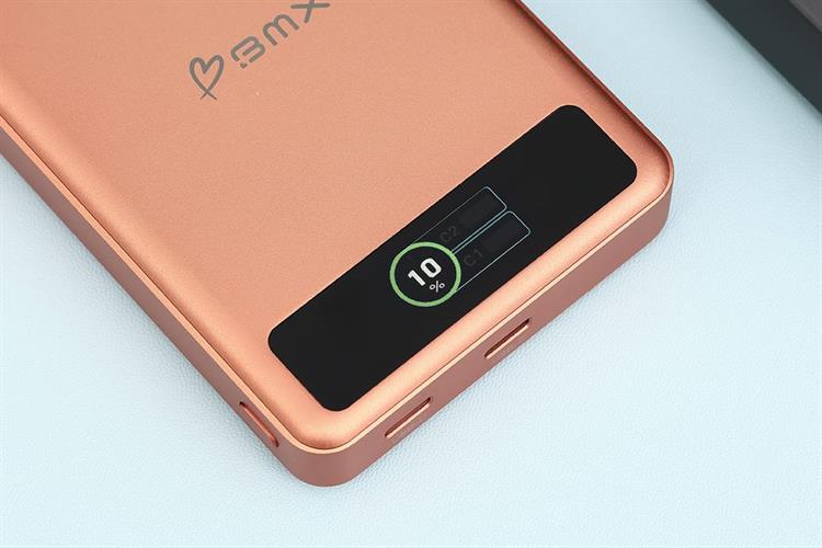 Pin sạc dự phòng Solid-state 10000mAh Không dây Magnetic Qi2 Type C PD 30W BMX B939 kèm Cáp Type C Màu Cam đất