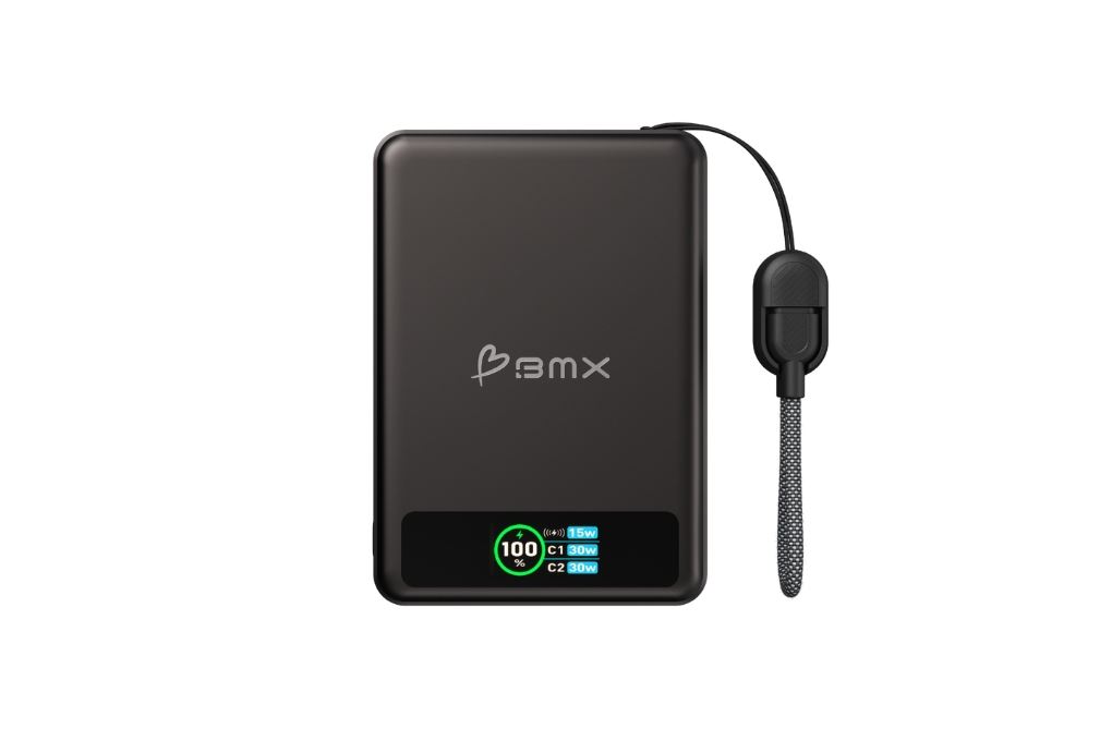 Pin sạc dự phòng Solid-state 10000mAh Không dây Magnetic Qi2 Type C PD 30W BMX B939 kèm Cáp Type C Màu Đen