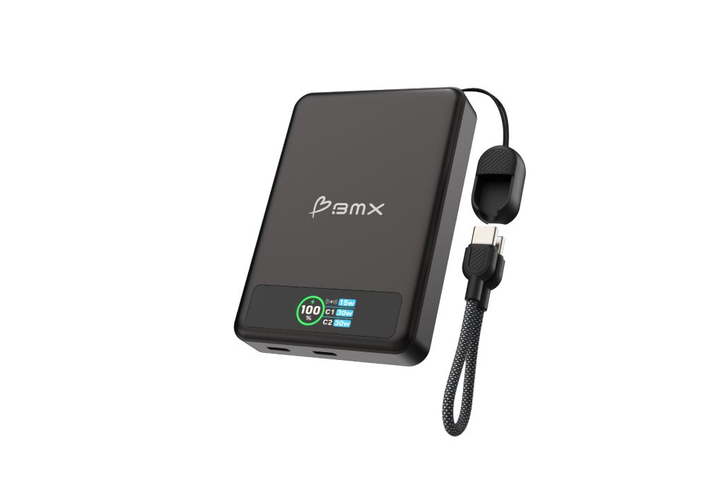 Pin sạc dự phòng Solid-state 10000mAh Không dây Magnetic Qi2 Type C PD 30W BMX B939 kèm Cáp Type C Màu Đen