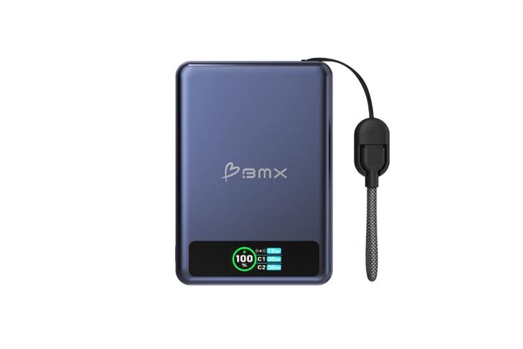 Pin sạc dự phòng Solid-state 10000mAh Không dây Magnetic Qi2 Type C PD 30W BMX B939 kèm Cáp Type C Màu Xanh Navy