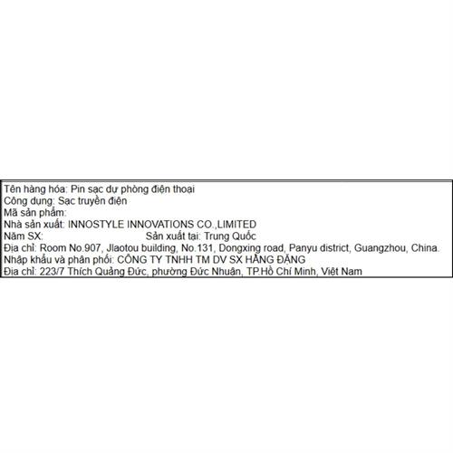 Pin sạc dự phòng Polymer 10000 mAh Type C PD 20W Innostyle IA20PDBB - Xanh Màu Xanh Dương