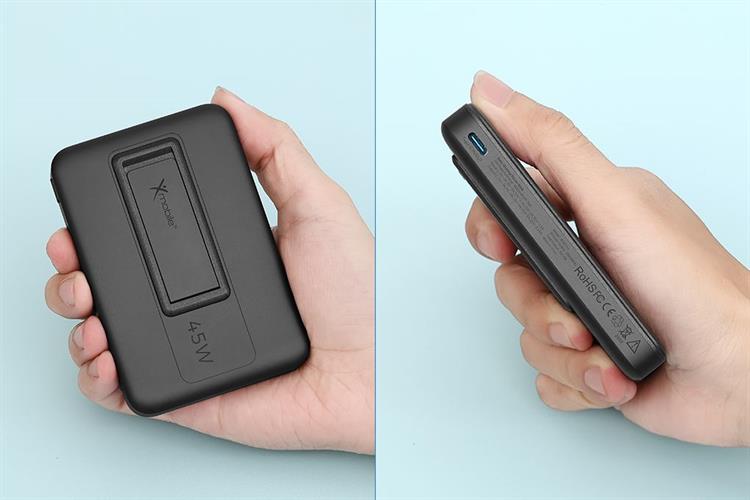 Pin sạc dự phòng Polymer 10000mAh Không dây Magnetic Qi2.2 Type C PD 45W Xmobile JP387 Pro Màu Xám