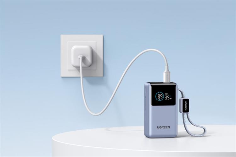 Pin sạc dự phòng 10000mAh Type C PD QC 3.0 55W Ugreen PB727 kèm Cáp Type C Màu Xám