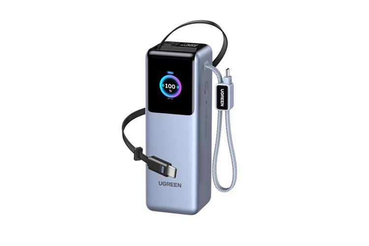 Pin sạc dự phòng 25000mAh Type C PD QC 3.0 200W Ugreen PB728 kèm Cáp Dây Rút Type C Màu Xám