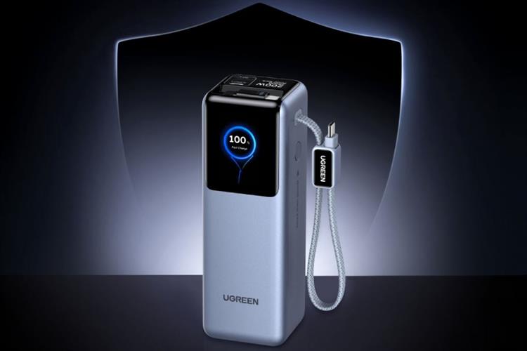 Pin sạc dự phòng 25000mAh Type C PD QC 3.0 200W Ugreen PB728 kèm Cáp Dây Rút Type C Màu Xám