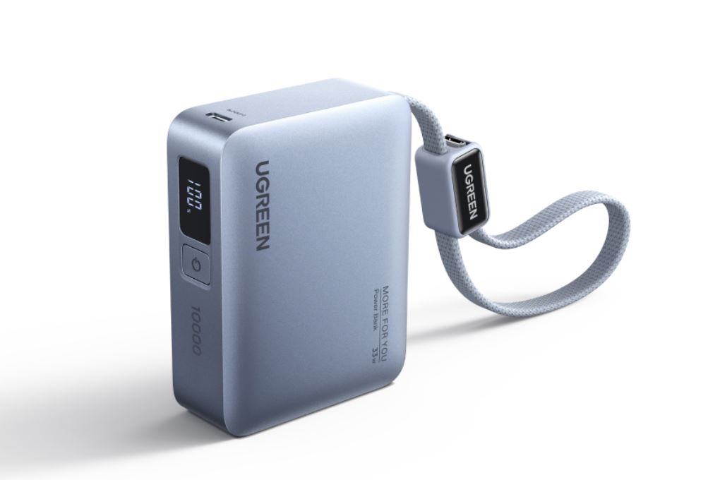 Pin sạc dự phòng 10000mAh Type C PD QC 3.0 33W Ugreen PB584 kèm Cáp Type C Màu Xám