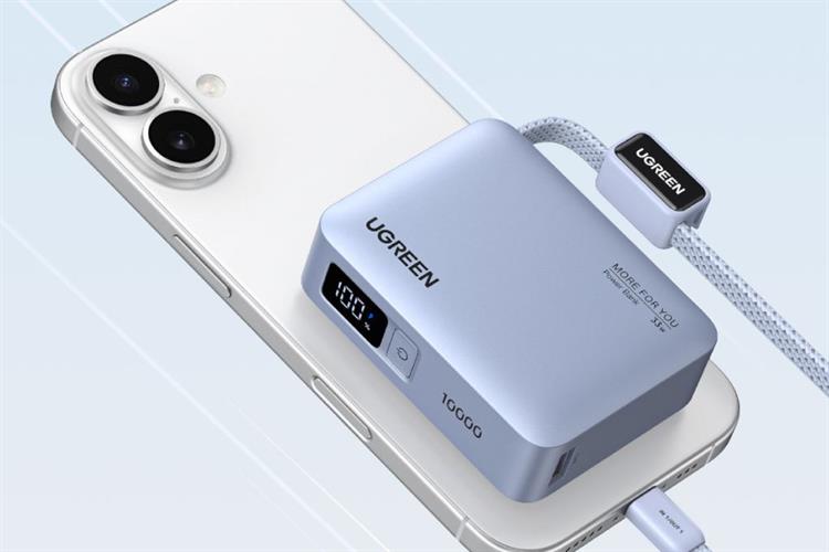 Pin sạc dự phòng 10000mAh Type C PD QC 3.0 33W Ugreen PB584 kèm Cáp Type C Màu Xám