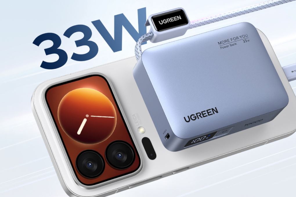 Pin sạc dự phòng 10000mAh Type C PD QC 3.0 33W Ugreen PB584 kèm Cáp Type C Màu Xám