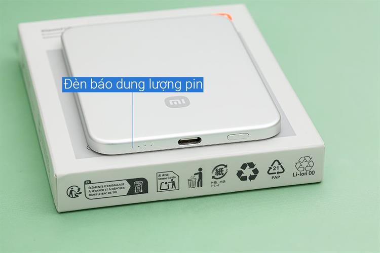 Pin sạc dự phòng 5000mAh Không dây Magnetic Type C PD 22.5W Xiaomi Ultrathin MDY-20-EB Màu Bạc