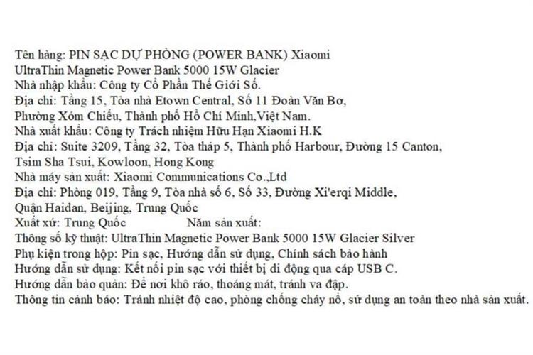 Pin sạc dự phòng 5000mAh Không dây Magnetic Type C PD 22.5W Xiaomi Ultrathin MDY-20-EB Màu Bạc