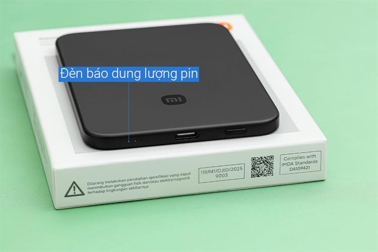 Pin sạc dự phòng 5000mAh Không dây Magnetic Type C PD 22.5W Xiaomi Ultrathin MDY-20-EB Màu Đen