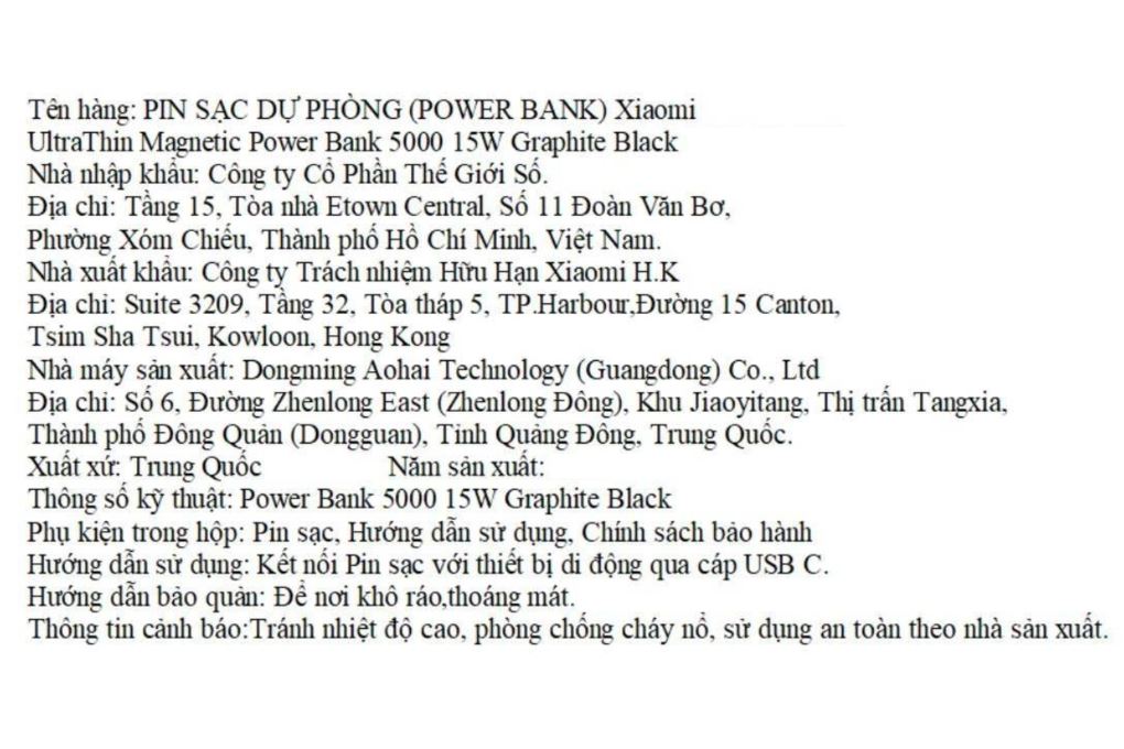 Pin sạc dự phòng 5000mAh Không dây Magnetic Type C PD 22.5W Xiaomi Ultrathin MDY-20-EB Màu Đen