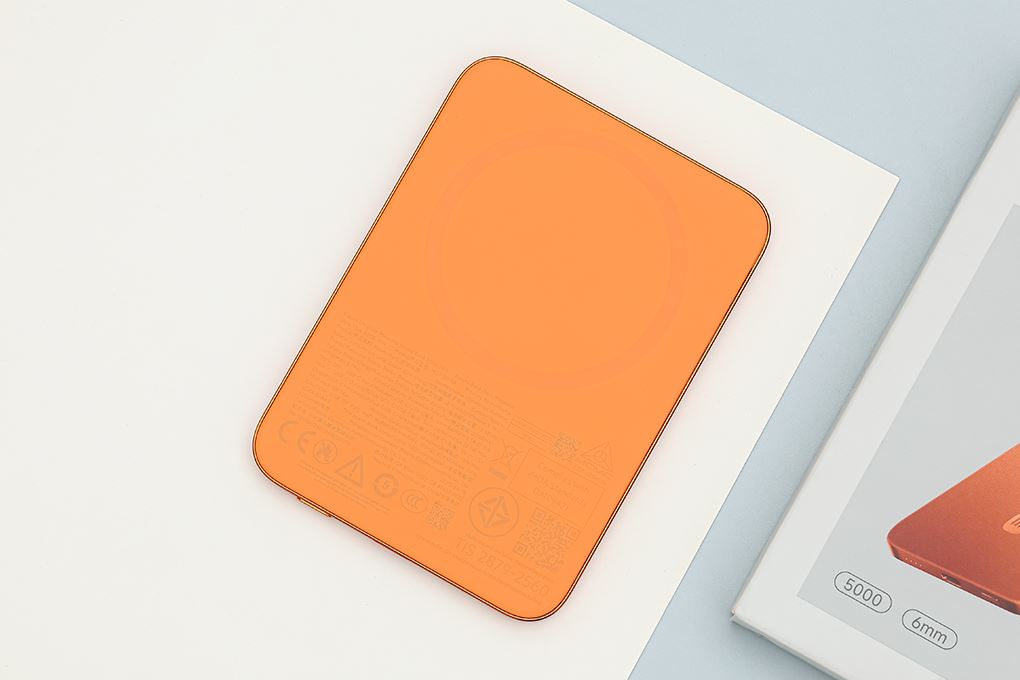 Pin sạc dự phòng 5000mAh Không dây Magnetic Type C PD 22.5W Xiaomi Ultrathin MDY-20-EB Cam Màu Cam