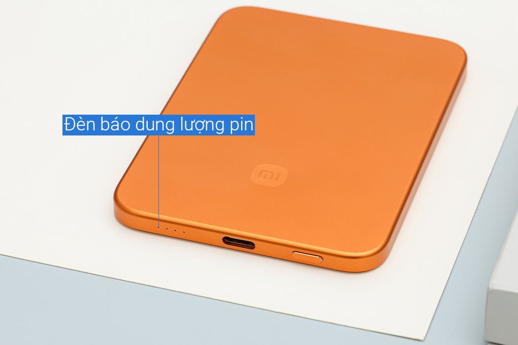 Pin sạc dự phòng 5000mAh Không dây Magnetic Type C PD 22.5W Xiaomi Ultrathin MDY-20-EB Cam Màu Cam