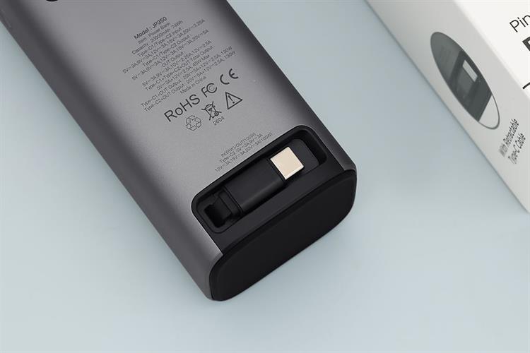 Pin sạc dự phòng 20000mAh Type C PD QC 3.0 130W Xmobile TFT JP350 kèm Cáp Dây Rút Type C Màu Xám