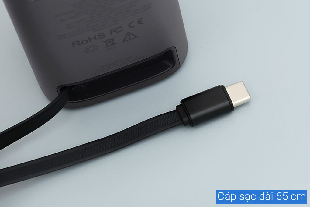Pin sạc dự phòng 20000mAh Type C PD QC 3.0 130W Xmobile TFT JP350 kèm Cáp Dây Rút Type C Màu Xám